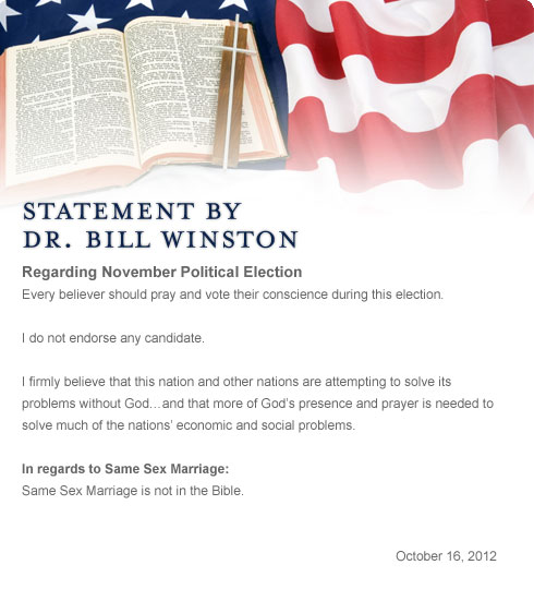 Statement by Dr. Bill Winston